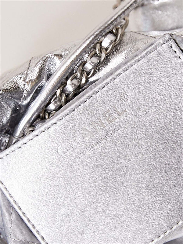 Chanel 22 MINI HANDBAG Metallic Calfskin & Silver-Tone Metal Silver AS3980 High