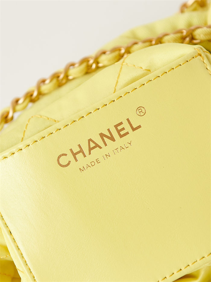 Chanel 22 MINI HANDBAG Canvas & Gold-Tone Metal Yellow AS3980 High