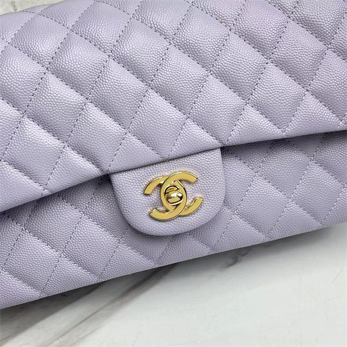 Medium CLASSIC HANDBAG Grained Calfskin Lilac Gold Metal A