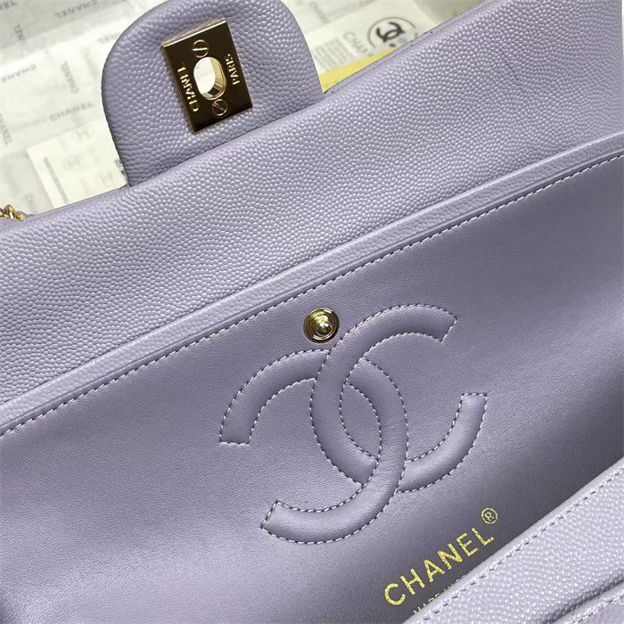 Medium CLASSIC HANDBAG Grained Calfskin Lilac Gold Metal A