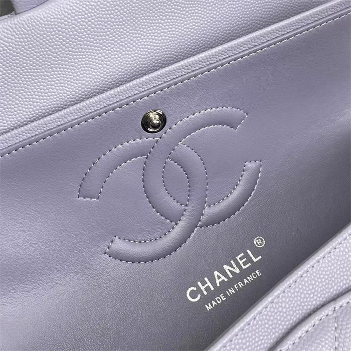 Medium CLASSIC HANDBAG Grained Calfskin Lilac Silver Metal A