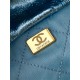 Chanel 22 SMALL HANDBAG Metallic Calfskin & Gold-Tone Metal AS3260 Blue High