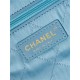 Chanel 22 SMALL HANDBAG Metallic Calfskin & Gold-Tone Metal AS3260 Blue High