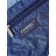 Chanel 22 SMALL HANDBAG Denim & Silver-Tone Metal AS3260 Blue High