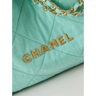 Chanel 22 MEDIUM HANDBAG Canvas & Gold-Tone Metal AS3261 Green High