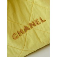 Chanel 22 MEDIUM HANDBAG Canvas & Gold-Tone Metal AS3261 Yellow High