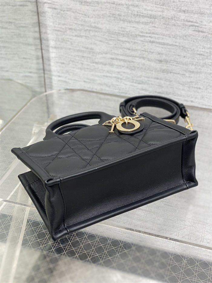 MINI Dior BOOK TOTE Macrocannage Calfskin Black High