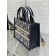 MINI Dior BOOK TOTE Dior Oblique Embroidery Blue With Strap High