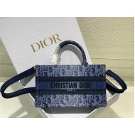 MINI Dior BOOK TOTE Dior Oblique Embroidery Blue Denim High