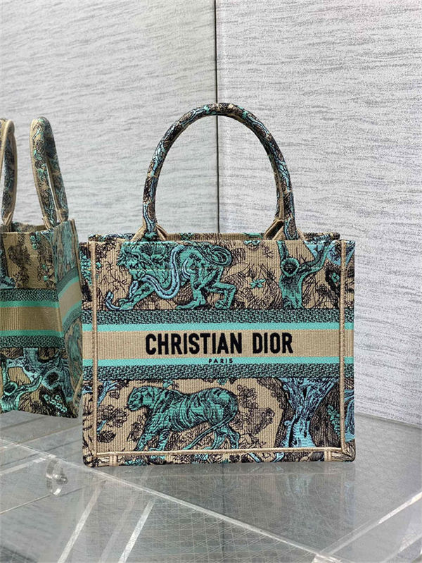 SMALL Dior BOOK TOTE Toile de Jouy Embroidery Sauvage Raffia High