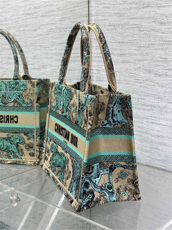 SMALL Dior BOOK TOTE Toile de Jouy Embroidery Sauvage Raffia High