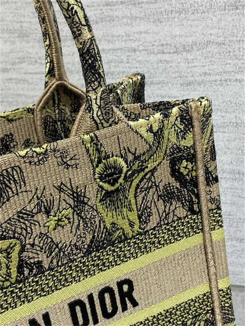 SMALL Dior BOOK TOTE Toile de Jouy Embroidery Sauvage Raffia High