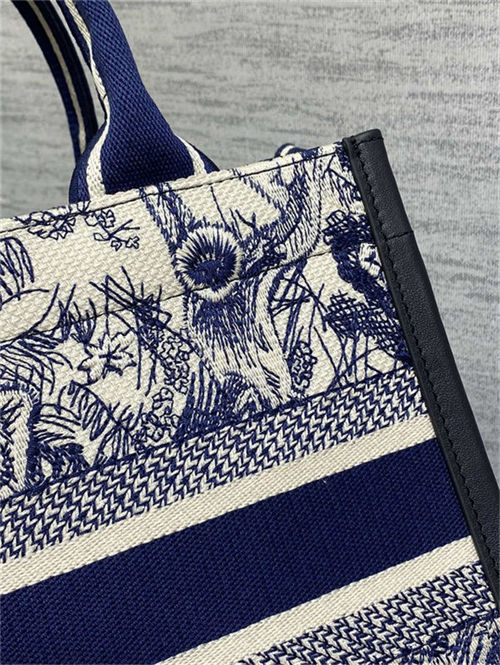 SMALL Dior BOOK TOTE Toile de Jouy Embroidery Blue High