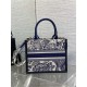 SMALL Dior BOOK TOTE Toile de Jouy Embroidery Blue High