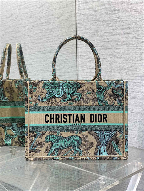 MEDIUM Dior BOOK TOTE Toile de Jouy Embroidery Sauvage Raffia High