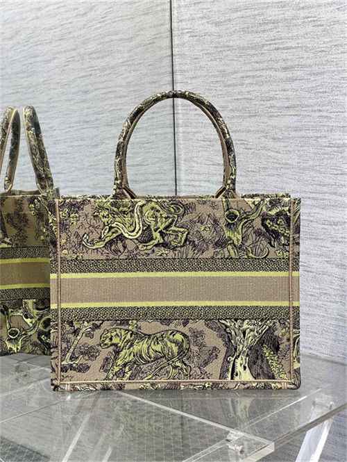 MEDIUM Dior BOOK TOTE Toile de Jouy Embroidery Sauvage Raffia High