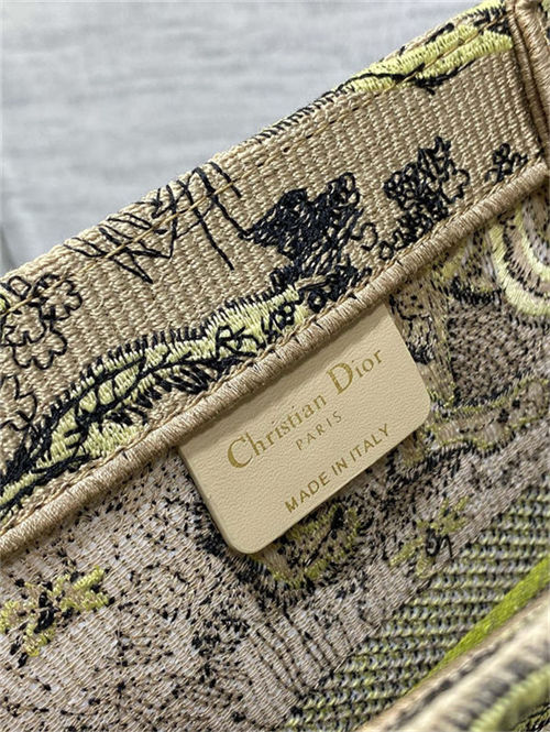 MEDIUM Dior BOOK TOTE Toile de Jouy Embroidery Sauvage Raffia High