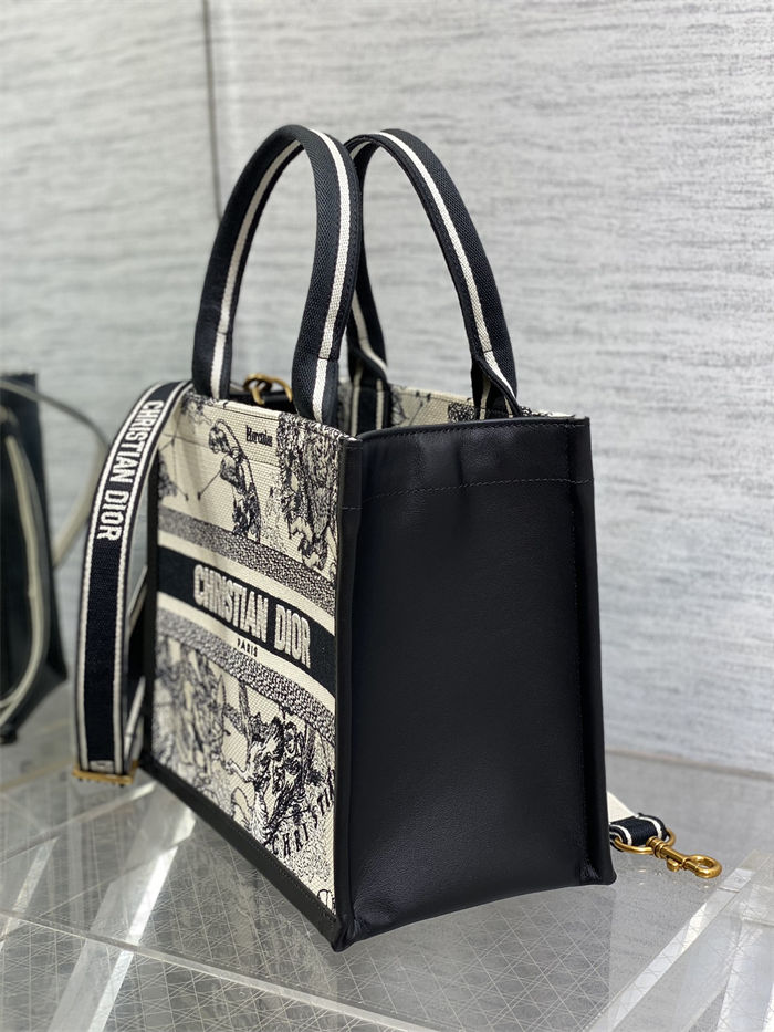 SMALL Dior BOOK TOTEZodiac Embroidery and Black Calfskin High