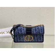 30 MONTAIGNE EAST-WEST BAG WITH CHAIN Dior Oblique Jacquard Blue Denim High