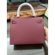 Hermes Kelly 25/28cm Sellier Bag Epsom Leather Silver/Gold Metal In Bordeaux High