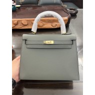 Hermes Kelly 25/28cm Sellier Bag Epsom Leather Silver/Gold Metal In Vert Amande High