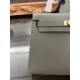 Hermes Kelly 25/28cm Sellier Bag Epsom Leather Silver/Gold Metal In Etain High