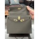 Hermes Kelly 25/28cm Sellier Bag Epsom Leather Silver/Gold Metal In Etain High