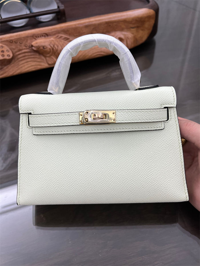 Hermes Kelly Mini II Bag Epsom Leather In Vert Fizz CTN High