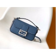 MINI BAGUETTE Selleria bag with 309 hand-sewn topstitches Dark Blue High