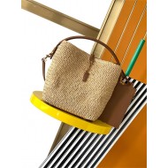 LE 37 in woven raffia and vegetable-tanned leather Bucket bag High