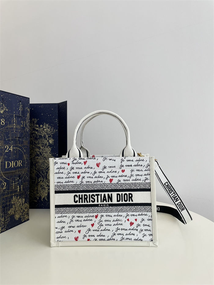 SMALL Dior BOOK TOTE Dioramour Je Vous Adore Embroidery High