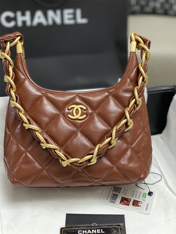 Chanel SMALL HOBO BAG AS4922 Shiny Lambskin & Gold Metal A