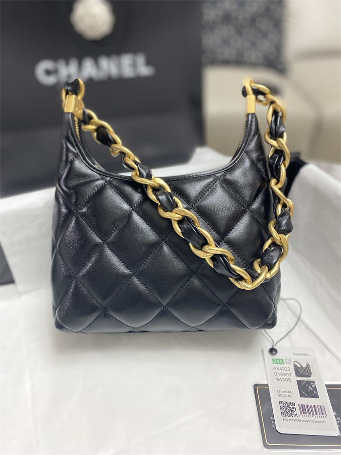 Chanel SMALL HOBO BAG AS4922 Shiny Lambskin & Gold Metal A