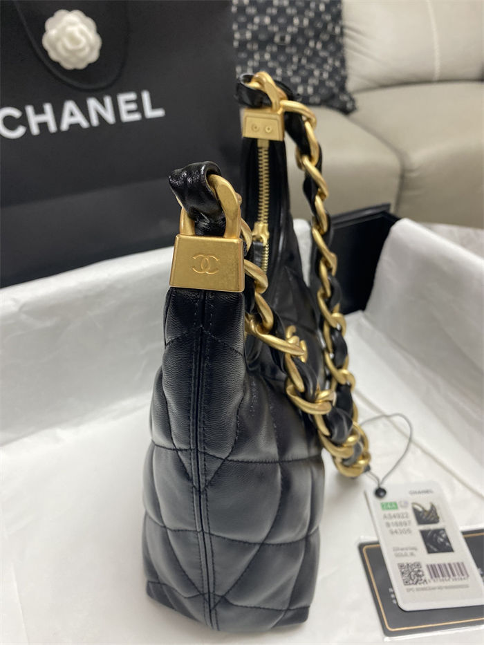 Chanel SMALL HOBO BAG AS4922 Shiny Lambskin & Gold Metal A