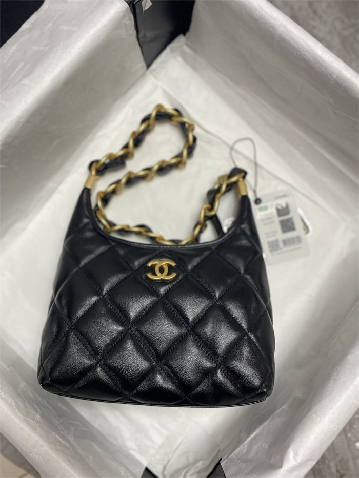 Chanel SMALL HOBO BAG AS4922 Shiny Lambskin & Gold Metal A