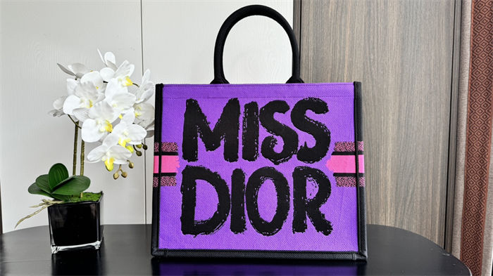 LARGE Dior BOOK TOTE Miss Dior Graffiti Embroidery High