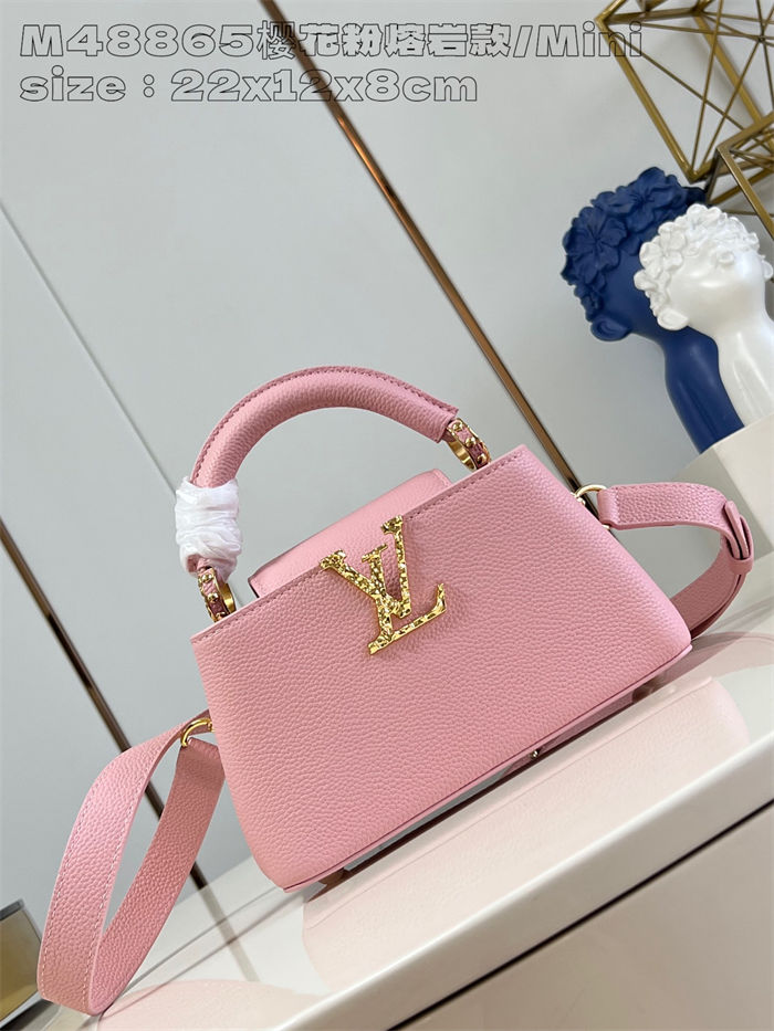 Louis Vuitton Capucines East-West Mini Grained calfskin M48865/M24671 Pink High