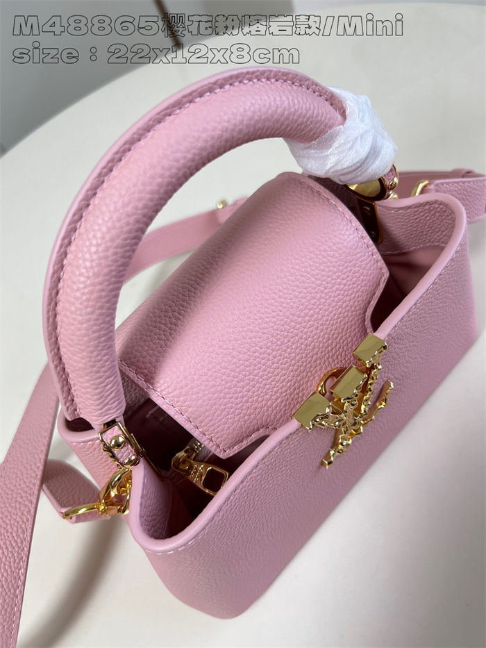 Louis Vuitton Capucines East-West Mini Grained calfskin M48865/M24671 Pink High