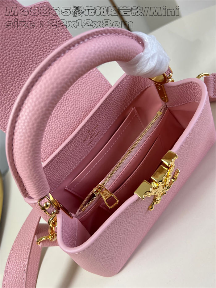 Louis Vuitton Capucines East-West Mini Grained calfskin M48865/M24671 Pink High