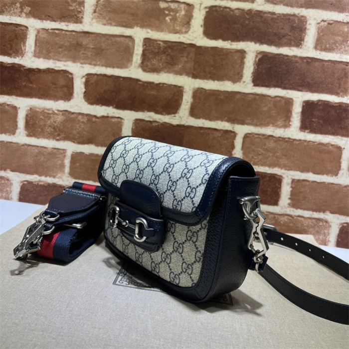 Gucci Horsebit 1955 mini bag 658574 GG Supreme canvas Blue High