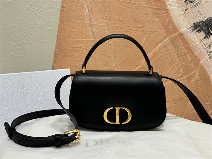 Small 30 Montaigne Avenue Top Handle Bag Calfskin Black High