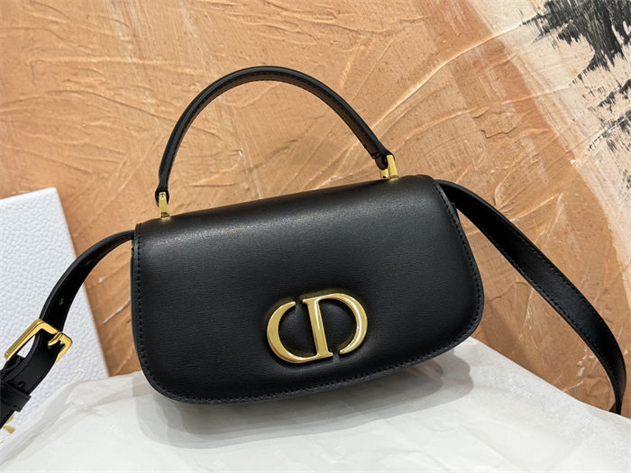 Small 30 Montaigne Avenue Top Handle Bag Calfskin Black High