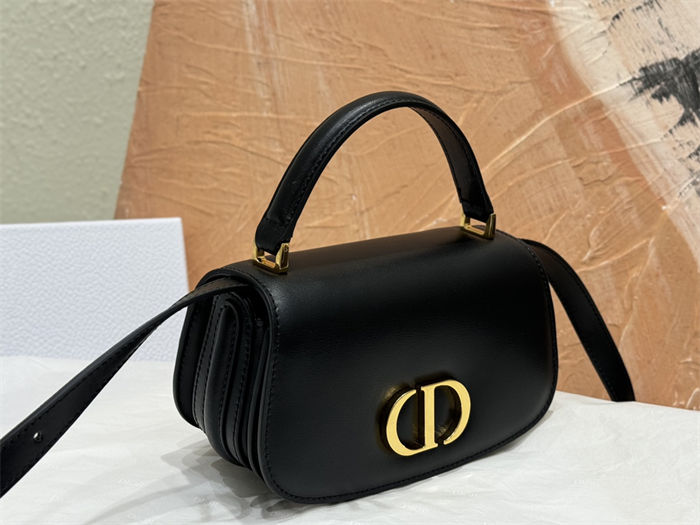 Small 30 Montaigne Avenue Top Handle Bag Calfskin Black High