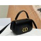 Small 30 Montaigne Avenue Top Handle Bag Calfskin Black High