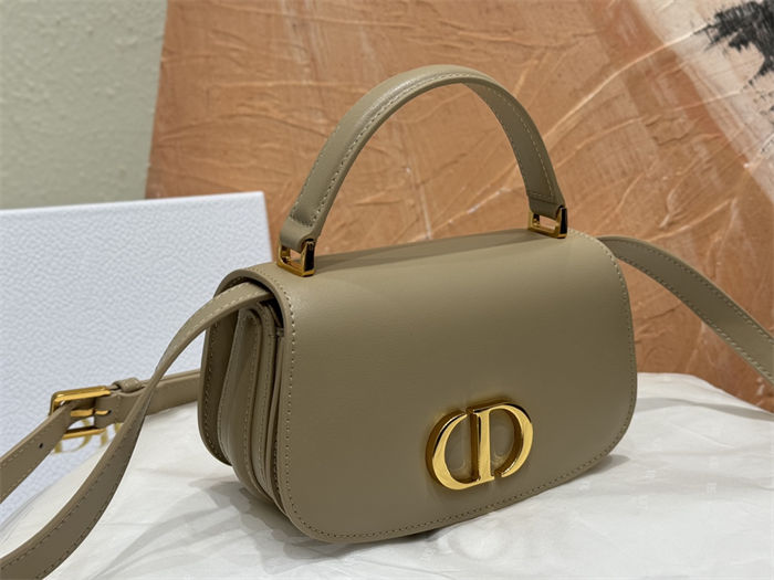 Small 30 Montaigne Avenue Top Handle Bag Calfskin Powder Beige High