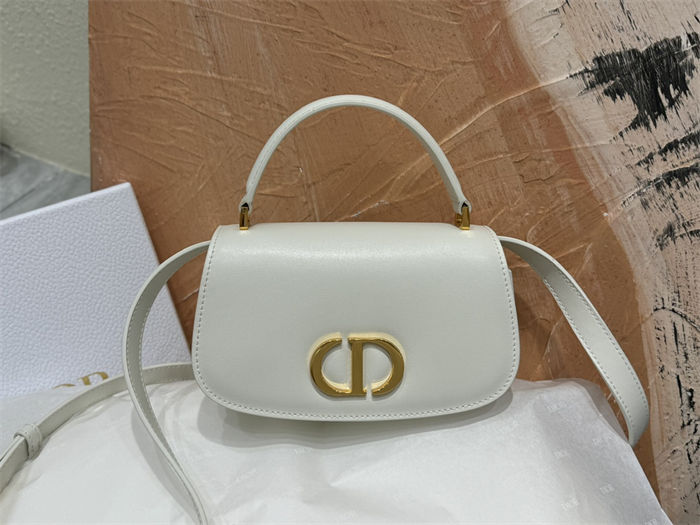 Small 30 Montaigne Avenue Top Handle Bag Calfskin Latte High