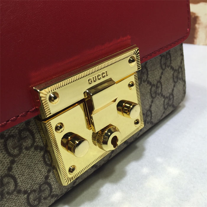 Gucci Padlock small GG shoulder bag 409487 Red High