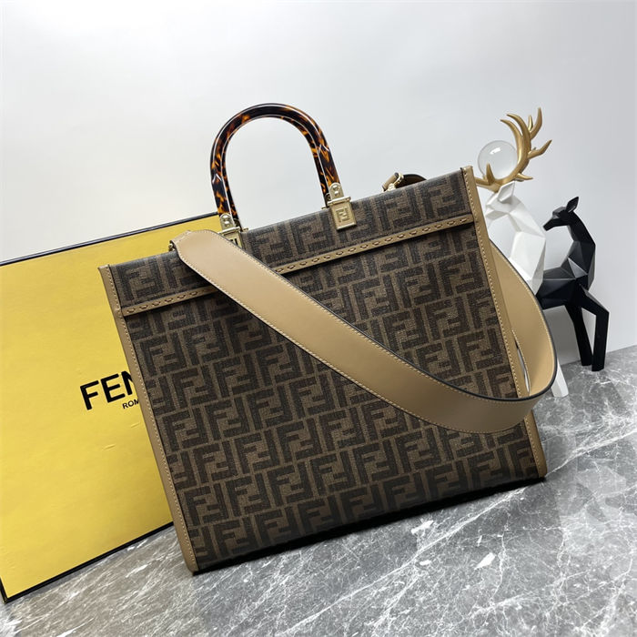 MEDIUM Fendi SUNSHINE FF jacquard fabric Brown High