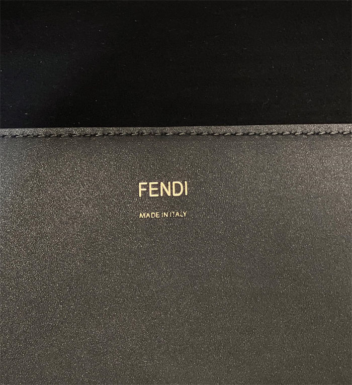 MEDIUM Fendi SUNSHINE Leather & Elaphe Shopper Black High