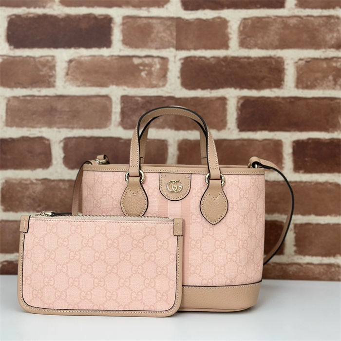 Gucci OPHIDIA MINI TOTE BAG GG Supreme canvas 811716 Pink High